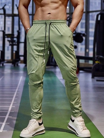 Suvised õhukesed jääsiidist spordipüksid meestele, fitnessjooksu vabaaja kiiresti kuivavad hingavad elastsed õhukesed sirged treeningpüksid