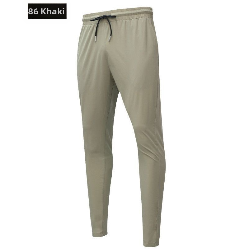 Suvised õhukesed jääsiidist spordipüksid meestele, fitnessjooksu vabaaja kiiresti kuivavad hingavad elastsed õhukesed sirged treeningpüksid