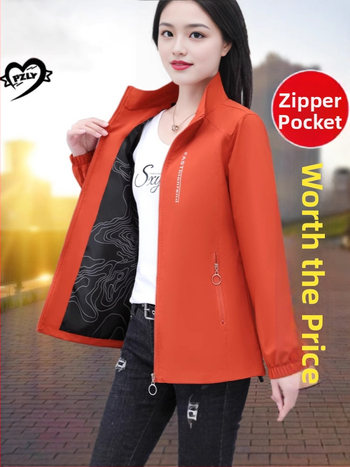 Γυναικείο παλτό με κάθετο γιακά, άνοιξη και φθινόπωρο 2025, νέο στυλ, για μεσήλικες μητέρες, χαλαρό, plus size, casual, κοντό μπουφάν, γυναικείο