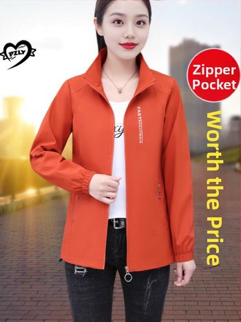 Γυναικείο παλτό με κάθετο γιακά, άνοιξη και φθινόπωρο 2025, νέο στυλ, για μεσήλικες μητέρες, χαλαρό, plus size, casual, κοντό μπουφάν, γυναικείο