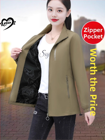 Γυναικείο παλτό με κάθετο γιακά, άνοιξη και φθινόπωρο 2025, νέο στυλ, για μεσήλικες μητέρες, χαλαρό, plus size, casual, κοντό μπουφάν, γυναικείο