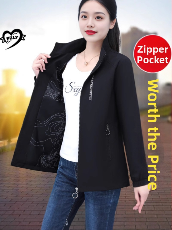 Függőleges galléros kabát női tavaszi és őszi 2025 új stílus középkorú anyuka bő plus size hétköznapi rövid dzseki felső női