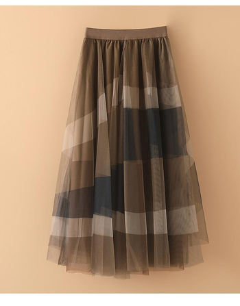 | Φούστα με θολή νεράιδα | Φούστα υψηλής ποιότητας με πλέγμα, φούστα με ανοιξιάτικο γεωμετρικό σχέδιο, μεγάλη φούστα με κούνια σε σχήμα Α