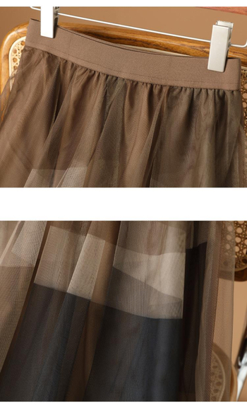 | Φούστα με θολή νεράιδα | Φούστα υψηλής ποιότητας με πλέγμα, φούστα με ανοιξιάτικο γεωμετρικό σχέδιο, μεγάλη φούστα με κούνια σε σχήμα Α