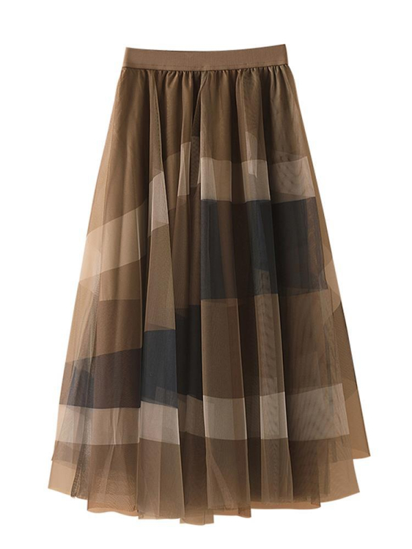 | Ködös tündérszoknya | Luxus hálós szoknya tavaszi geometrikus mintás szoknya A-alakú, nagy lenge szoknya