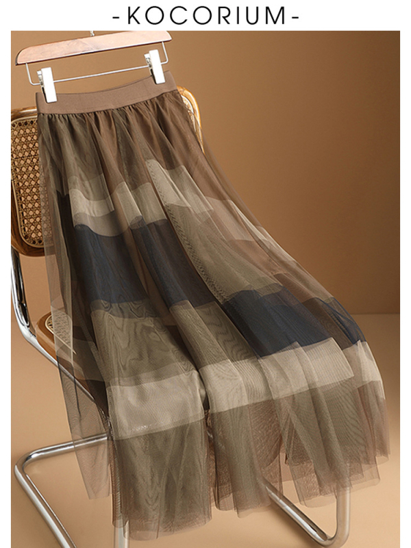 | Ködös tündérszoknya | Luxus hálós szoknya tavaszi geometrikus mintás szoknya A-alakú, nagy lenge szoknya