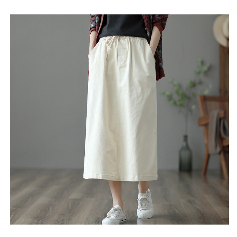 2025 tavaszi és nyári új stílusú művészi retró magas derekú karcsúsító midi szoknya nőknek 8337