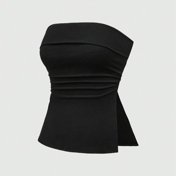 Amerikai utcai stílusú nyári csőfelső hasított egyszínű egyszerű dögös lány rövid karcsúsító személyiség női pulóver mellény határokon átnyúló