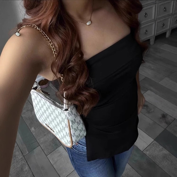 Αμερικανικό Street Style Καλοκαιρινό Tube Top με Σκίσιμο Μονόχρωμο Απλό Καυτό Κορίτσι Κοντό Αδυνάτισμα Προσωπικότητα Γυναικείο Πουλόβερ Διασυνοριακό