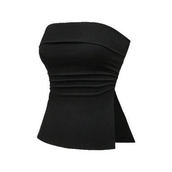 Αμερικανικό Street Style Καλοκαιρινό Tube Top με Σκίσιμο Μονόχρωμο Απλό Καυτό Κορίτσι Κοντό Αδυνάτισμα Προσωπικότητα Γυναικείο Πουλόβερ Διασυνοριακό