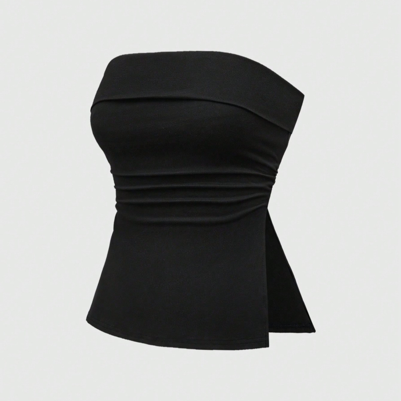 Amerikai utcai stílusú nyári csőfelső hasított egyszínű egyszerű dögös lány rövid karcsúsító személyiség női pulóver mellény határokon átnyúló