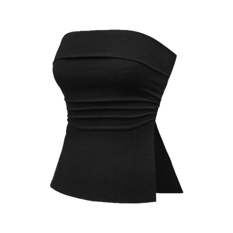 Amerikai utcai stílusú nyári csőfelső hasított egyszínű egyszerű dögös lány rövid karcsúsító személyiség női pulóver mellény határokon átnyúló