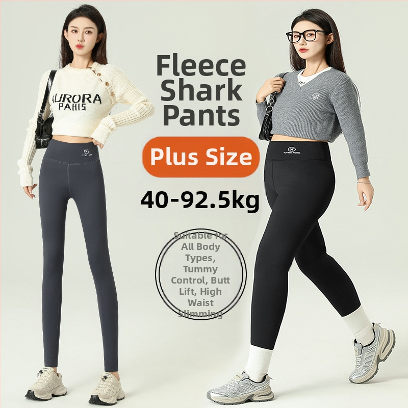 Dámske zimné nohavice Shark s flísovou podšívkou, zdvíhajúce brucho, Barbie nohavice s vysokým pásom, priedušné, pre väčšie veľkosti, úzke nohavice na jogu, na vonkajšie nosenie