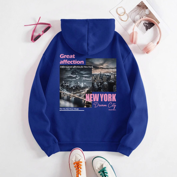 Суитшърти с качулки с щампа New York Dream City, ежедневни модни дамски суитшърти