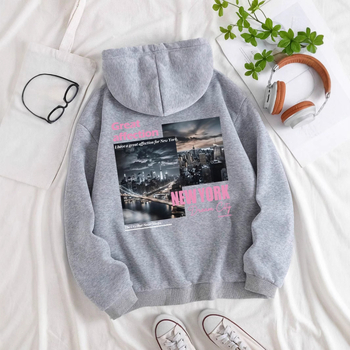 Суитшърти с качулки с щампа New York Dream City, ежедневни модни дамски суитшърти