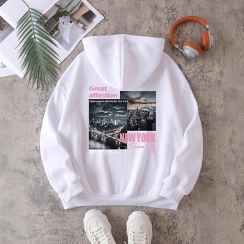 Суитшърти с качулки с щампа New York Dream City, ежедневни модни дамски суитшърти