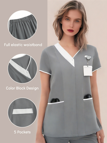 Guangzhou uus suvine naisterõivaste lühikeste varrukatega ülikond, naiste õhuke moodne kaheosaline komplekt, spetsiaalne meditsiinirõivaste kombinesoon