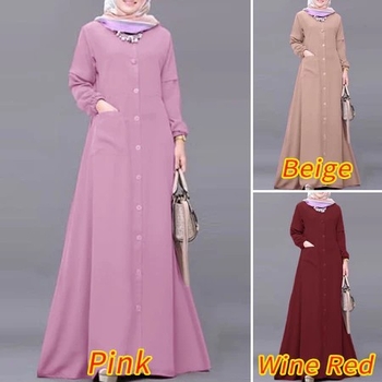 2024-es közel-keleti muszlim egyszínű, foltzsebes, hosszú ujjú ing, bő ruha, sokoldalú, elegáns és kecses