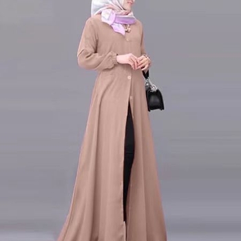 2024 Μονόχρωμο πουκάμισο με τσέπη και μακριά μανίκια από τη Μέση Ανατολή, φαρδύ φόρεμα, ευέλικτο, κομψό και χαριτωμένο