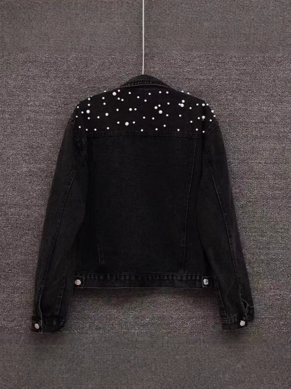 Νέο ευέλικτο τζιν μπουφάν βαρέως τύπου με χάντρες για γυναίκες στη Νοτιοανατολική Ασία, λεπτό μεγάλο τζιν μπουφάν για φοιτητές από το Ευρωπαϊκό Station