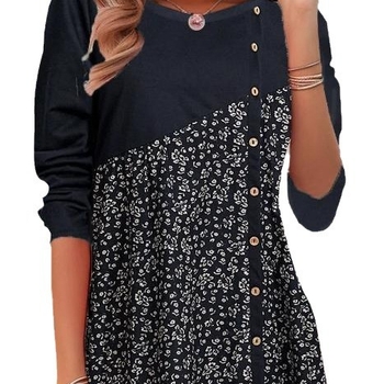 Amazon határokon átnyúló női tavaszi nyári őszi új női hosszú ujjú felső, divatos, hétköznapi, kerek nyakú, nyomtatásos, varrásos