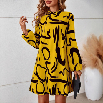 2024 Ευρώπη και Ηνωμένες Πολιτείες διασυνοριακός ανεξάρτητος σταθμός Amazon AliExpress φθινοπωρινό νέο τυπωμένο γυναικείο φόρεμα μόδας σε απόθεμα