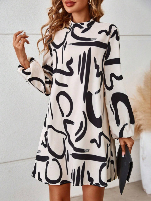 2024 Európa és az Egyesült Államok határokon átnyúló Amazon független állomás AliExpress őszi új divatos nyomtatott női ruha raktáron