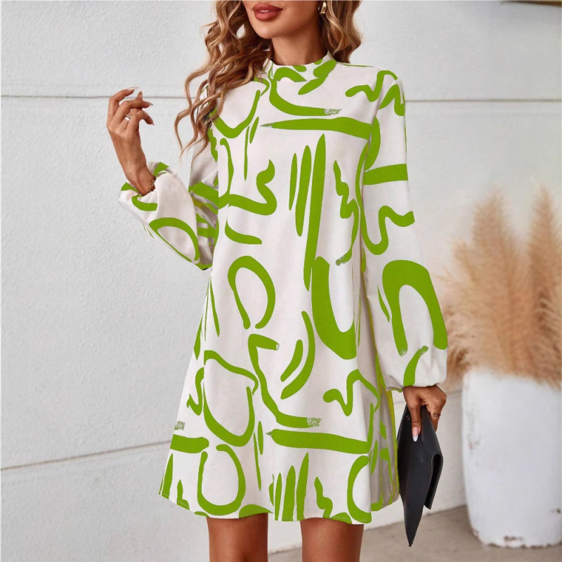 2024 Európa és az Egyesült Államok határokon átnyúló Amazon független állomás AliExpress őszi új divatos nyomtatott női ruha raktáron