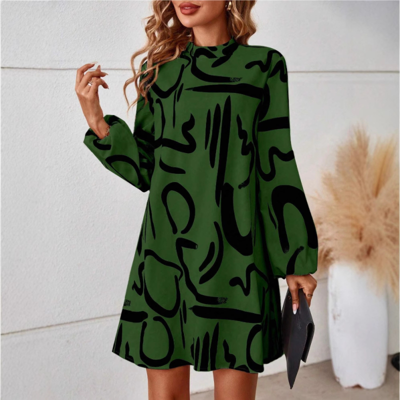 2024 Európa és az Egyesült Államok határokon átnyúló Amazon független állomás AliExpress őszi új divatos nyomtatott női ruha raktáron