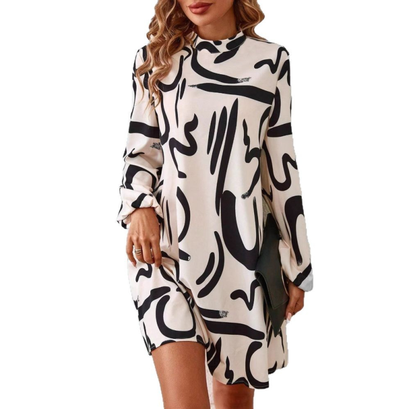 2024 Európa és az Egyesült Államok határokon átnyúló Amazon független állomás AliExpress őszi új divatos nyomtatott női ruha raktáron