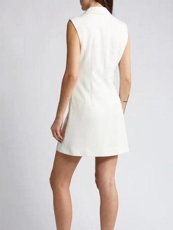 Rochie elegantă albă pentru femei, cu fustă scurtă, cu talie medie, la două rânduri, export transfrontalier european și american, 2024