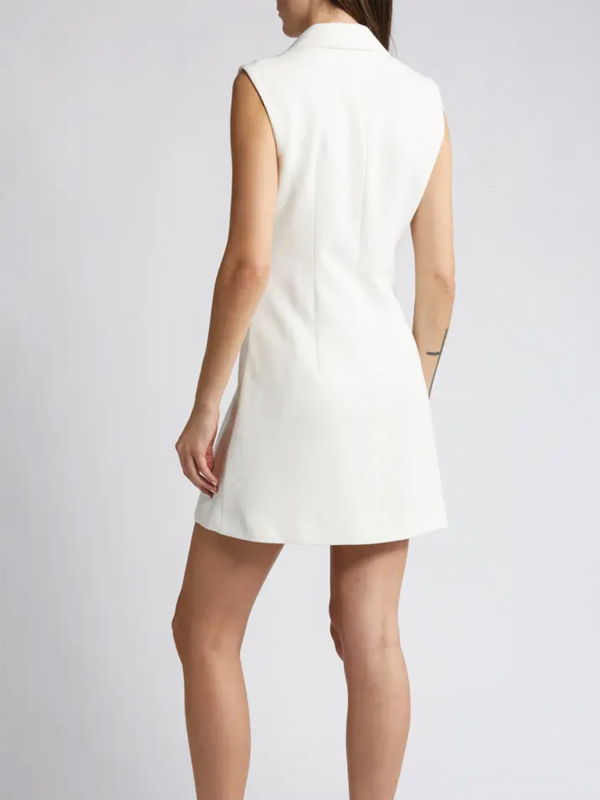 Rochie elegantă albă pentru femei, cu fustă scurtă, cu talie medie, la două rânduri, export transfrontalier european și american, 2024