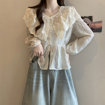 [Poes kuummüük] Pitsiline nukukraega parema õlaga šifoonsärk naistele 2025. aasta kevadine uus suur suurus paks mm rasketööstus