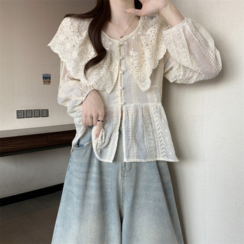 [Poes kuummüük] Pitsiline nukukraega parema õlaga šifoonsärk naistele 2025. aasta kevadine uus suur suurus paks mm rasketööstus