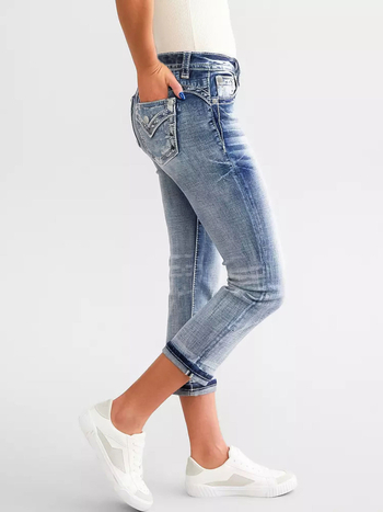 Határokon átnyúló Temu új női divatos flitteres farmernadrág, karcsúsított nadrág