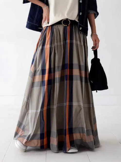 Négy évszakos könnyű, sportos, új, csinos 2025-ös tavaszi és nyári új japán márkájú, hosszú, mintás szoknya