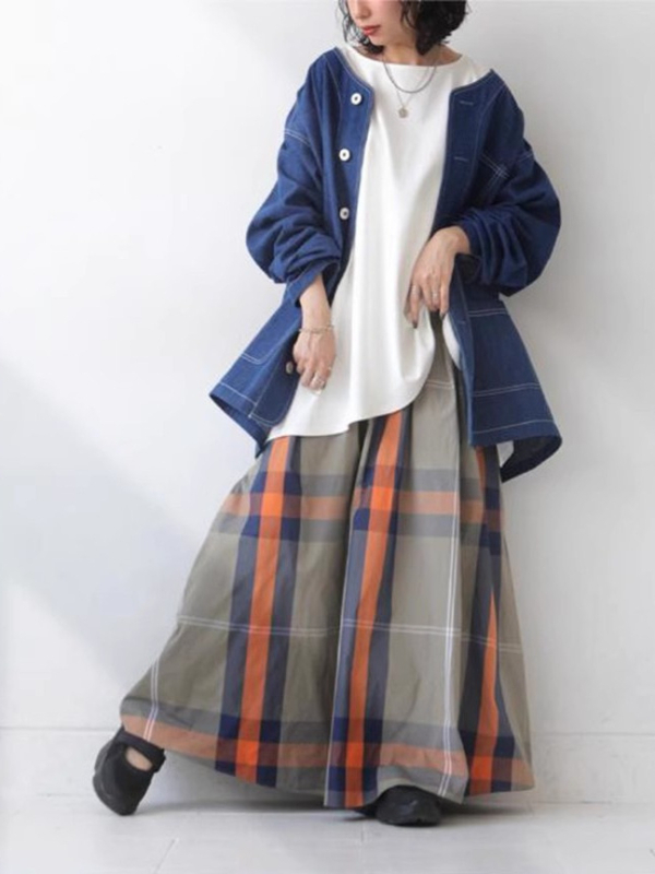 Négy évszakos könnyű, sportos, új, csinos 2025-ös tavaszi és nyári új japán márkájú, hosszú, mintás szoknya