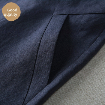 Οι εκπτώσεις δεν ξεθωριάζουν ~ casual καφέ φούστα Zen σε γραμμή Α. Νέα λινή φούστα μεσαίου μήκους για γυναίκες, για την άνοιξη και το φθινόπωρο.