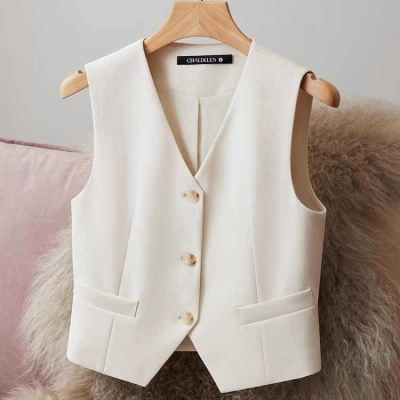 2025 Tavaszi Új Mellény Kis Kosztümkabát Női Mellény Rövid Stílusú Laza Sokoldalú Slim Fit Exkluzív Érzés