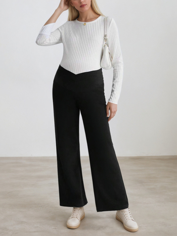 1063 Kelnės nėščiosioms, eksportuojamos per sieną, pavasario ir rudens stiliaus pilvą prilaikančios kelnės, laisvos, tiesios kelnės viršutiniams drabužiams, nesuspaudžiančios pilvo. Plačios kelnės.