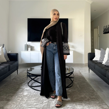 2222# Ρόμπα abaya για τη Μέση Ανατολή, μπουτίκ, μόδα, κέντημα, ζακέτα με φούντες, μουσουλμανικό φόρεμα