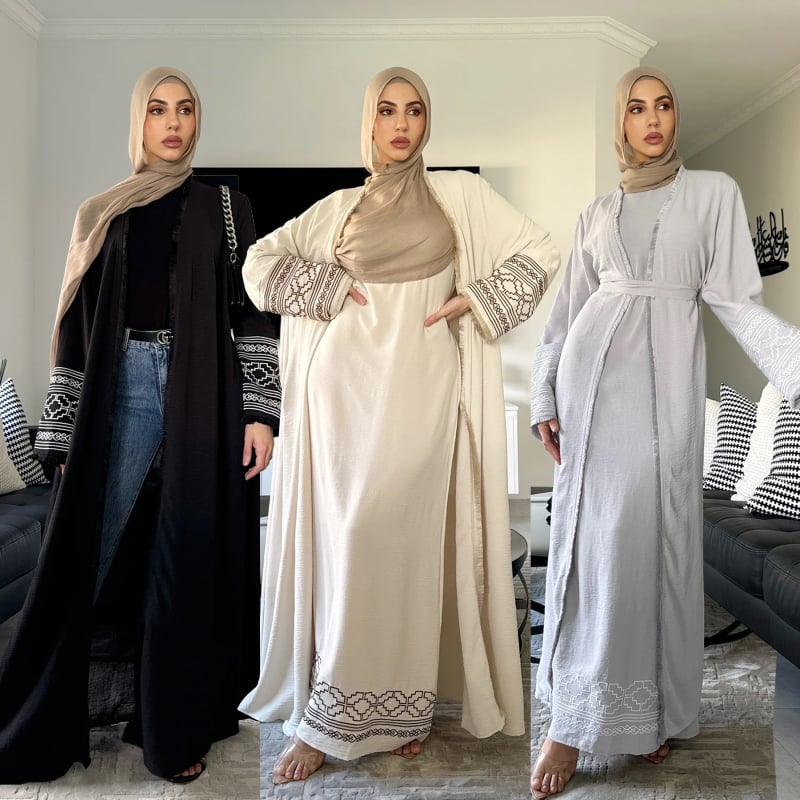 2222# Ρόμπα abaya για τη Μέση Ανατολή, μπουτίκ, μόδα, κέντημα, ζακέτα με φούντες, μουσουλμανικό φόρεμα