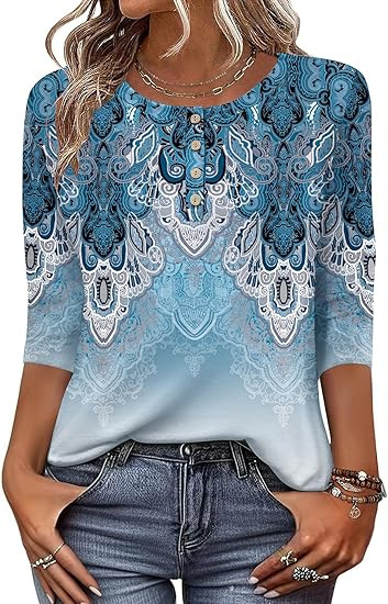 2025-ös, határokon átnyúló, népszerű, Amazon független nyomtatású, európai és amerikai exportból származó, háromnegyedes ujjú, gombos női póló