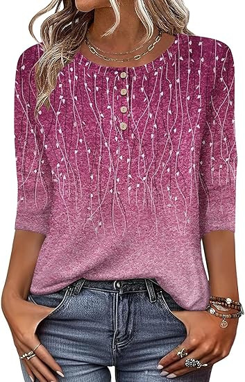 2025-ös, határokon átnyúló, népszerű, Amazon független nyomtatású, európai és amerikai exportból származó, háromnegyedes ujjú, gombos női póló