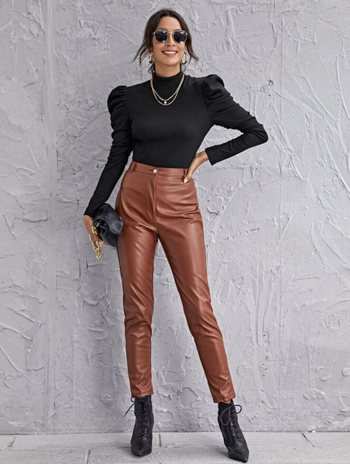 Ευρωπαϊκή και αμερικανική ανοιξιάτικη και φθινοπωρινή μπλούζα με μισό ψηλό γιακά, γυναικείο μπλουζάκι με μακριά μανίκια και φουσκωτά μανίκια, μοντέρνα μπλούζα