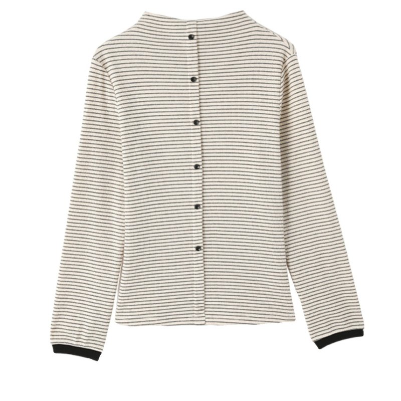 Kontrasztos csíkos, félig garbós, alsó részű női ingfelsők 2023-as téli új dizájnnal, sokoldalú, meleg, hosszú ujjú póló