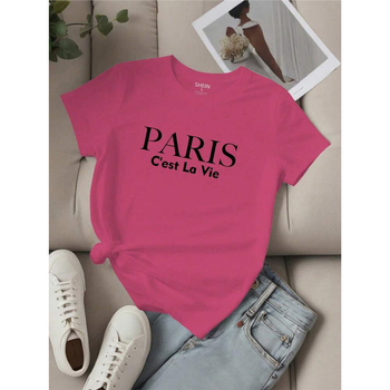 Shein Relaxiva 3 τεμάχια γυναικεία γράμματα Los Angeles Paris με τυπωμένη εκτύπωση