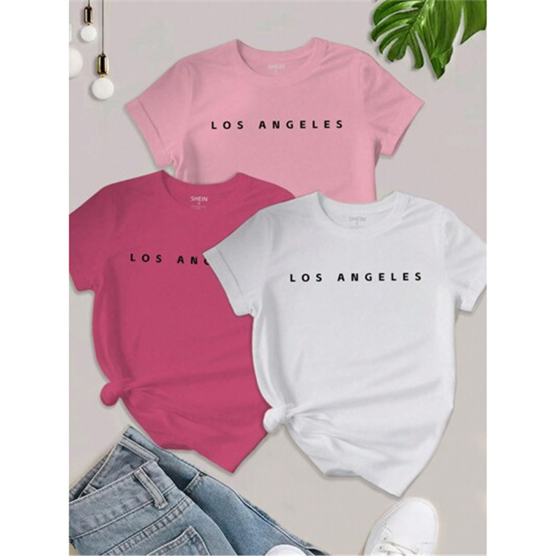 Shein Relaxiva 3 db-os női Los Angeles-i párizsi betűs mintás pulóver