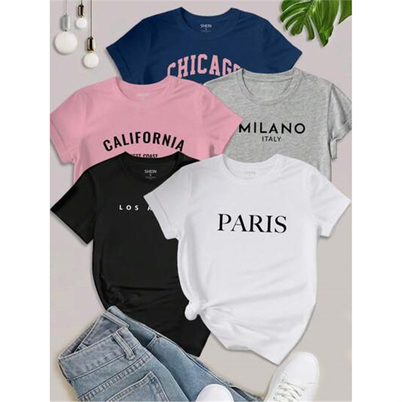 Shein Relaxiva 3 db-os női Los Angeles-i párizsi betűs mintás pulóver