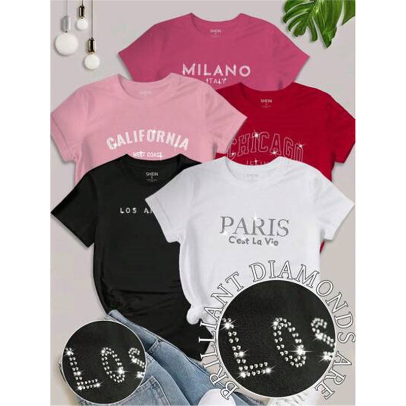 Shein Relaxiva 3 db-os női Los Angeles-i párizsi betűs mintás pulóver